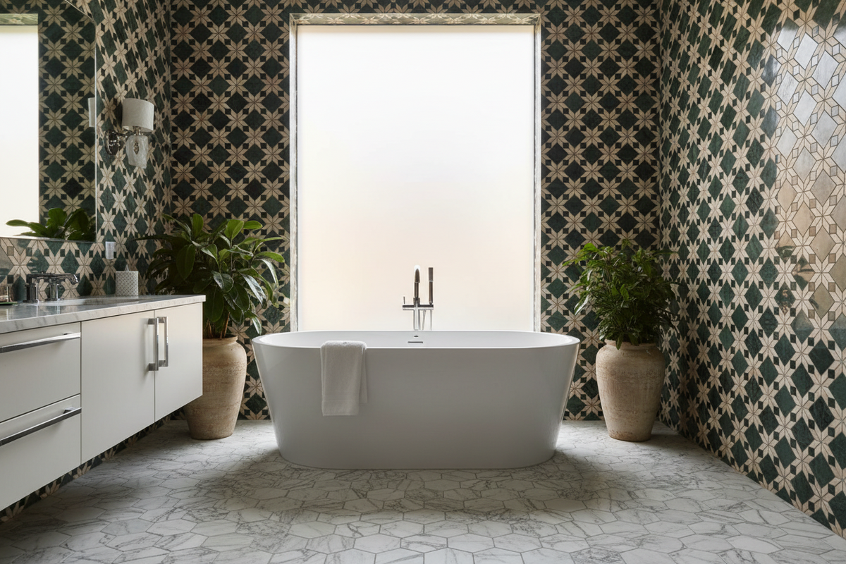 Badezimmerfliesen für Boden und Wände im modernen Design