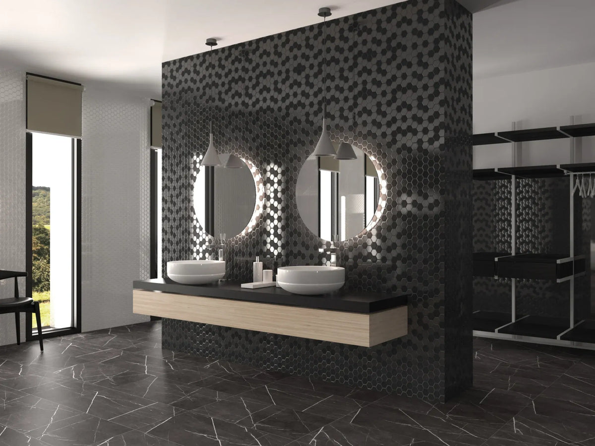 Schwarze Fliesen für Wand, Dusche, Badezimmer und Küche