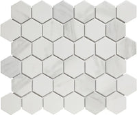 Carrara Weiss Grau Marmor Optik Porzellan Mosaik