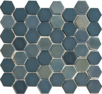 Aegean Blue | Premium Hexagon Glasmosaik Platte