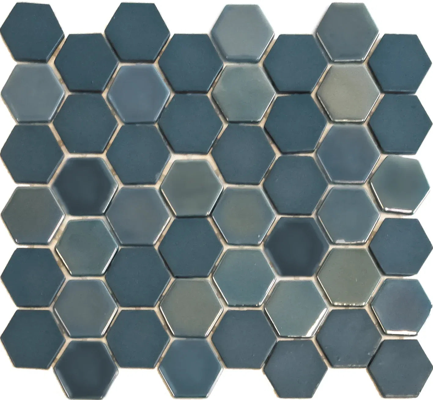 Aegean Blue | Premium Hexagon Glasmosaik Platte