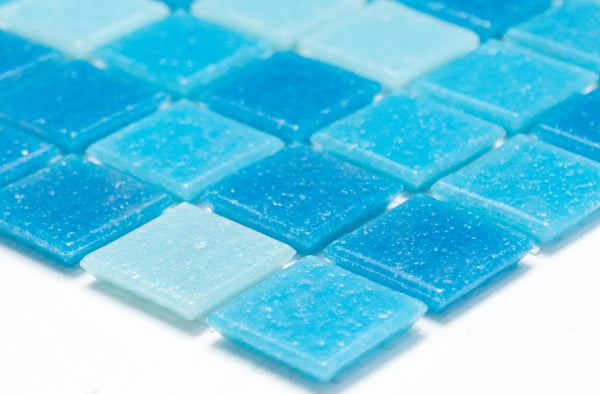Atlantic Blau Mix Pixel Glas Mosaikfliese für Bad und Küche Matt Plättli