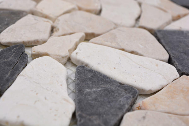 Beige Kieselstein Marmor Mosaikfliese - Wand und Bad Fliesen