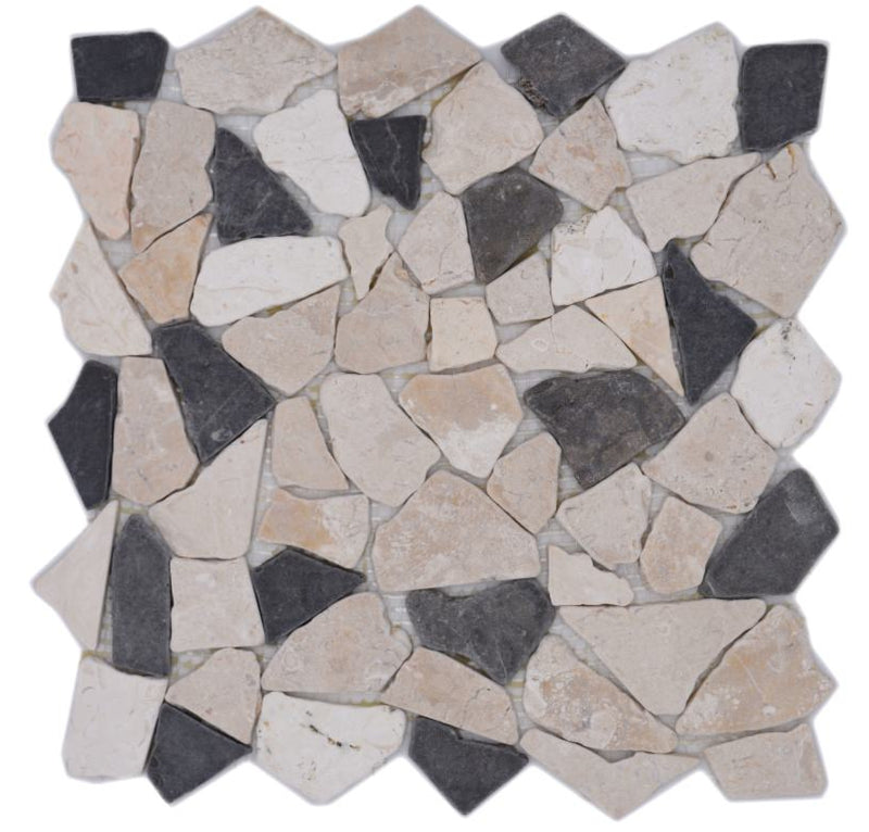 Beige Anthrazit Bruch Kieselstein Marmor Mosaikfliese