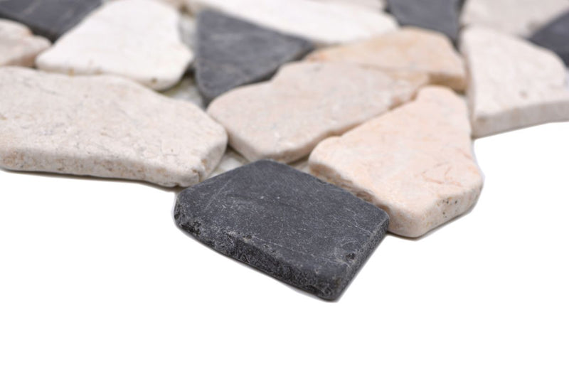 Beige Anthrazit Bruch Kieselstein Marmor Mosaikfliese - Plättli Schweiz