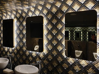 Beige Grau Körnig Quadrat Glas Mosaik Fliese Wand Design