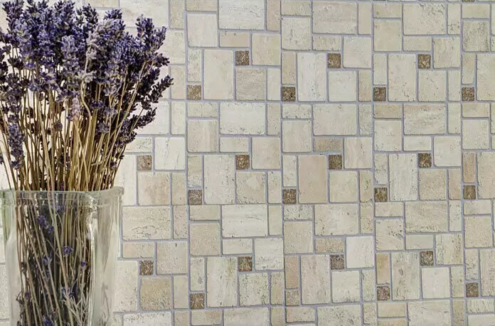 Beige Travertin Selbstklebend Mosaikfliese Wandfliese