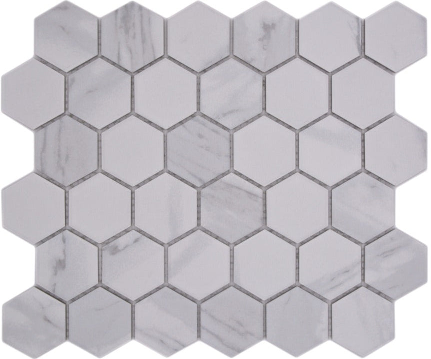 Bern Hexagon Keramik Mosaikfliese Weiss
