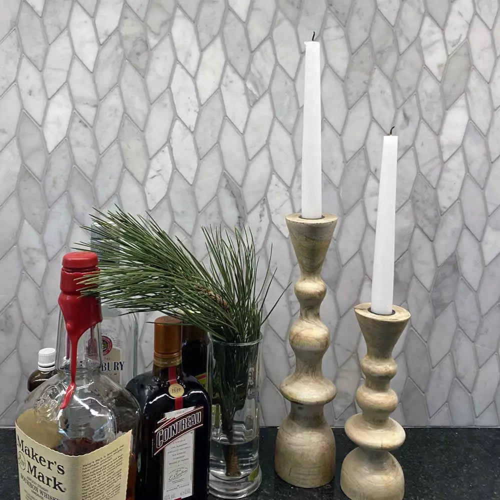Blattform Weiss Carrara Marmor Mosaik Fliesen