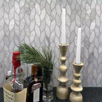 Blattform Weiss Carrara Marmor Mosaik Fliesen