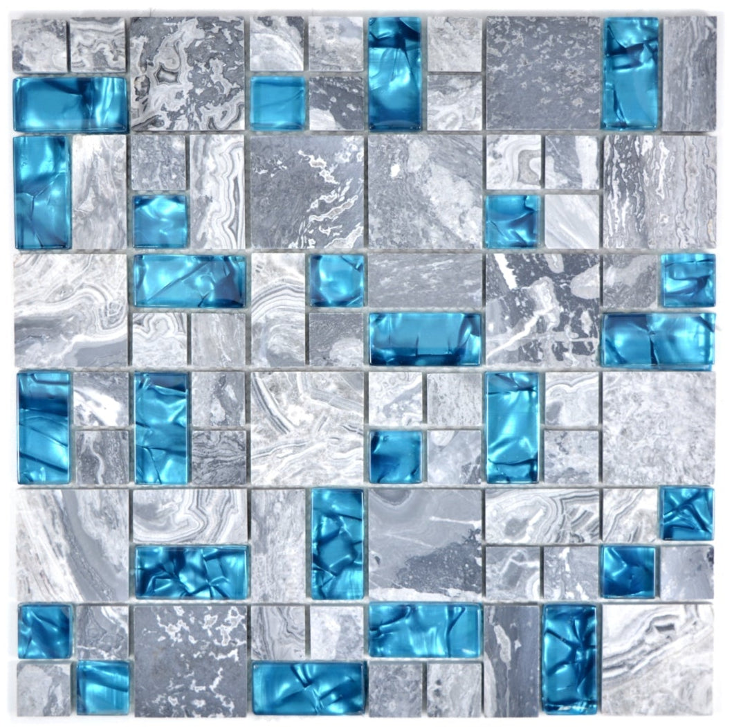 Blau Crystal Mix Mosaikfliese