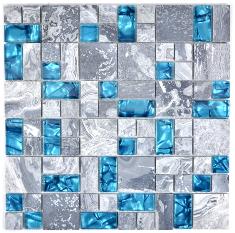 Blau Crystal Mix Mosaikfliese