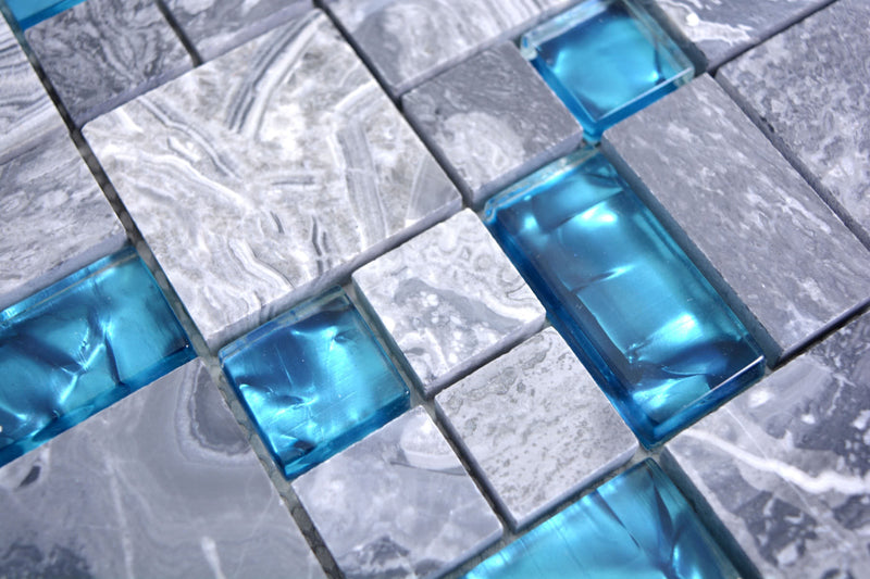 Blau Crystal Mix Mosaikfliesen Schweiz Plättli