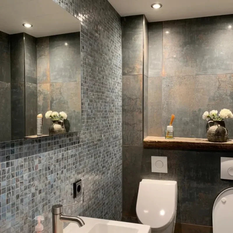 Blau Gold Ader Quadrat Glas Mosaik Fliese Bad