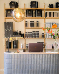 Blau Grau KitKat Mini Glanz Porzellan Mosaikfliese Rezeption Design