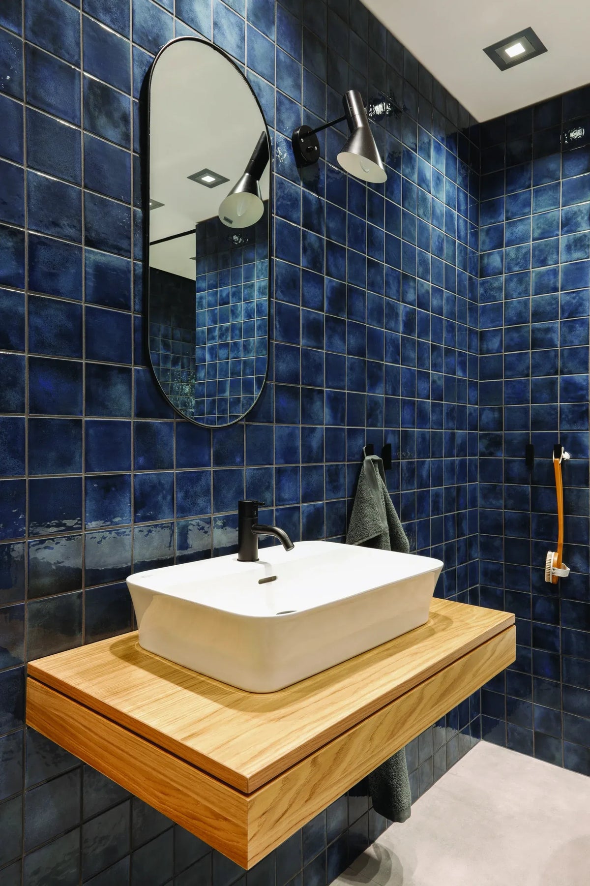 Blau Indigo Quadrat Porzellan Mosaikfliese Bad