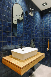 Blau Indigo Quadrat Porzellan Mosaikfliese Bad