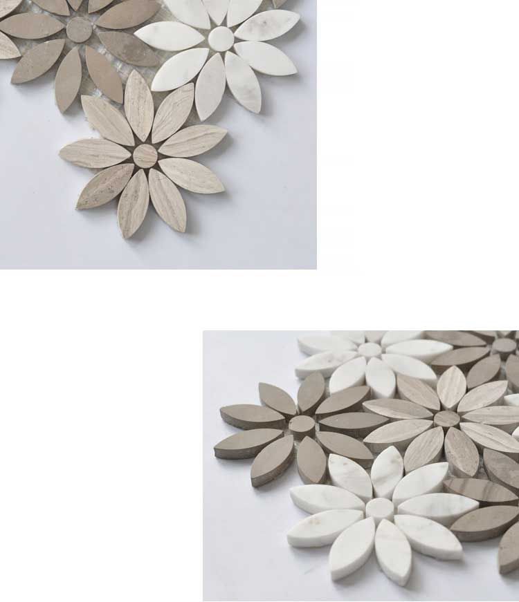 Blumen Marmor Fliese Badezimmer Küche Bodenfliesen Dekor Carrara weis Bronze Mosaik