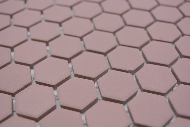 Bordeaux Hexagon Anti Rutsch Mosaik Fliese 