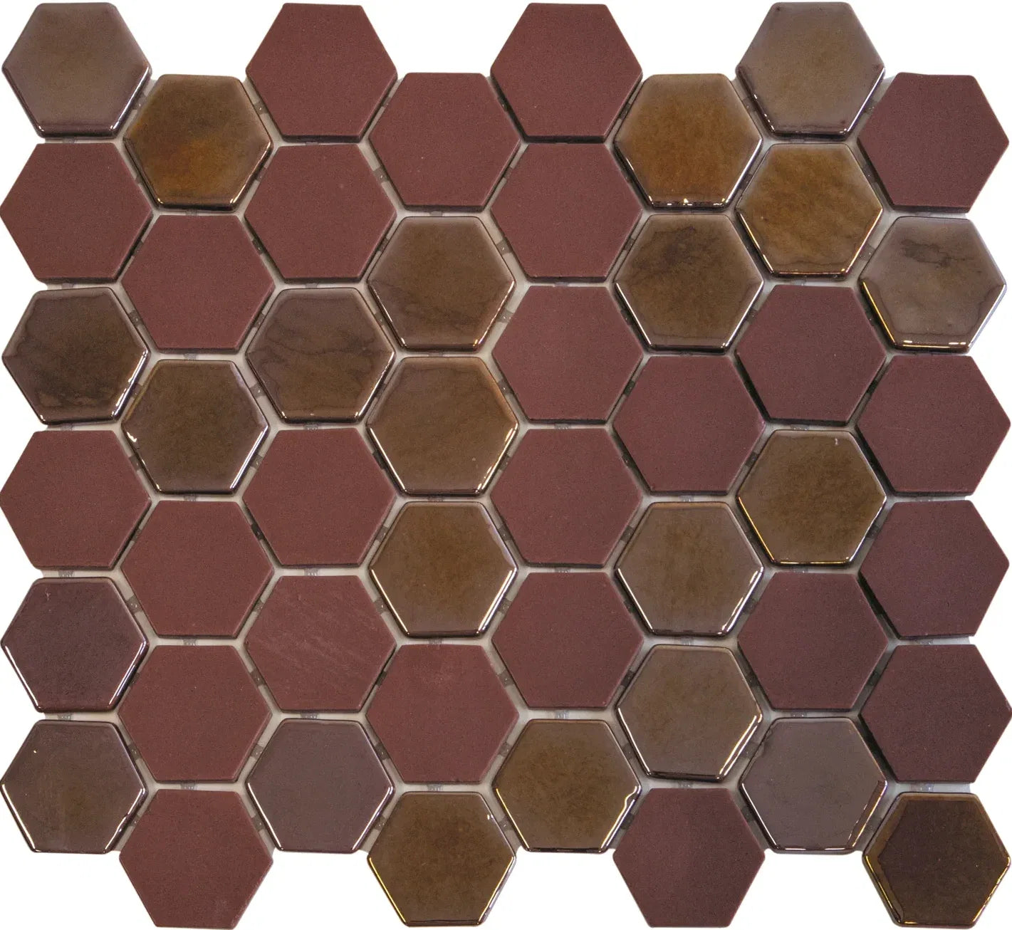 Bordeaux Velvet | Premium Hexagon Glasmosaik
