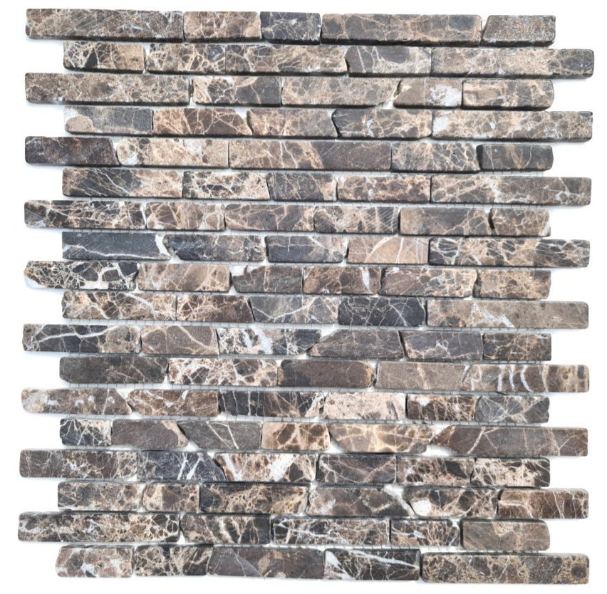 Braun Ader Marmor Mauerverbandoptik Mosaikfliese