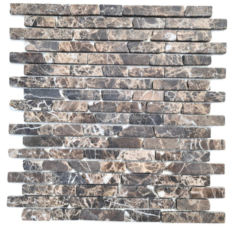 Braun Ader Marmor Mauerverbandoptik Mosaikfliese