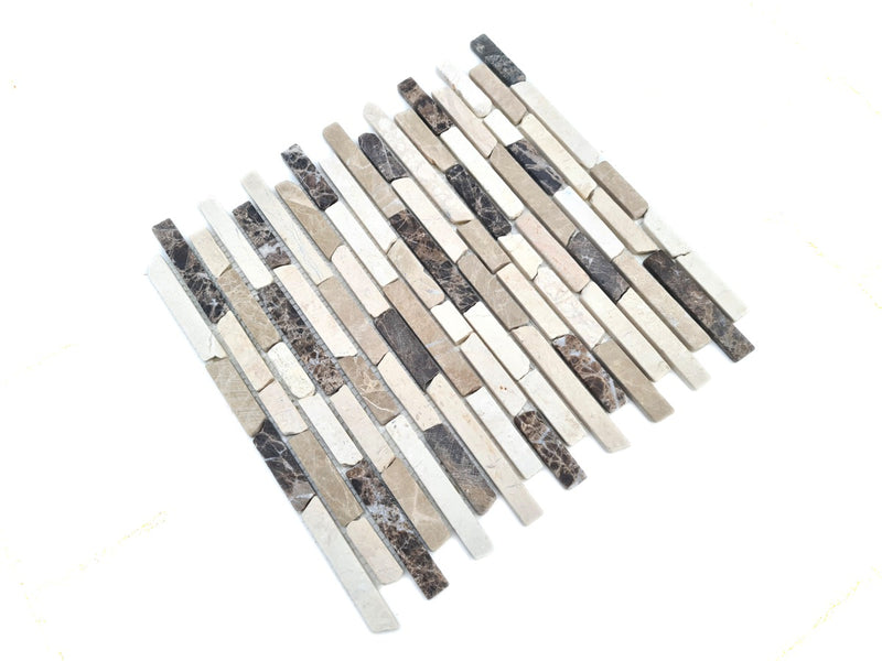 Braun Beige Marmor Mauerverbandoptik Mosaikfliese