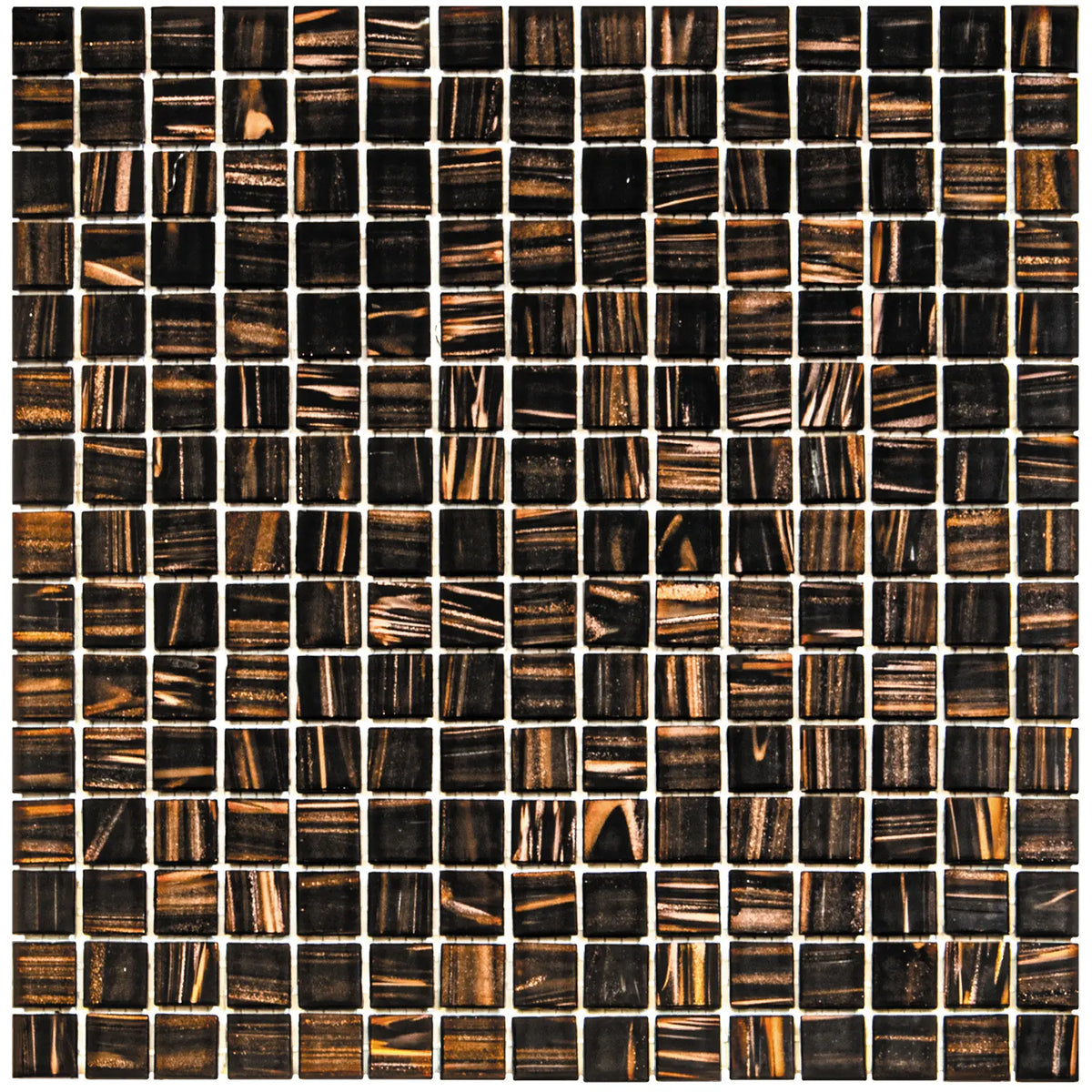 Braun Gold Ader Quadrat Glas Mosaik Fliese