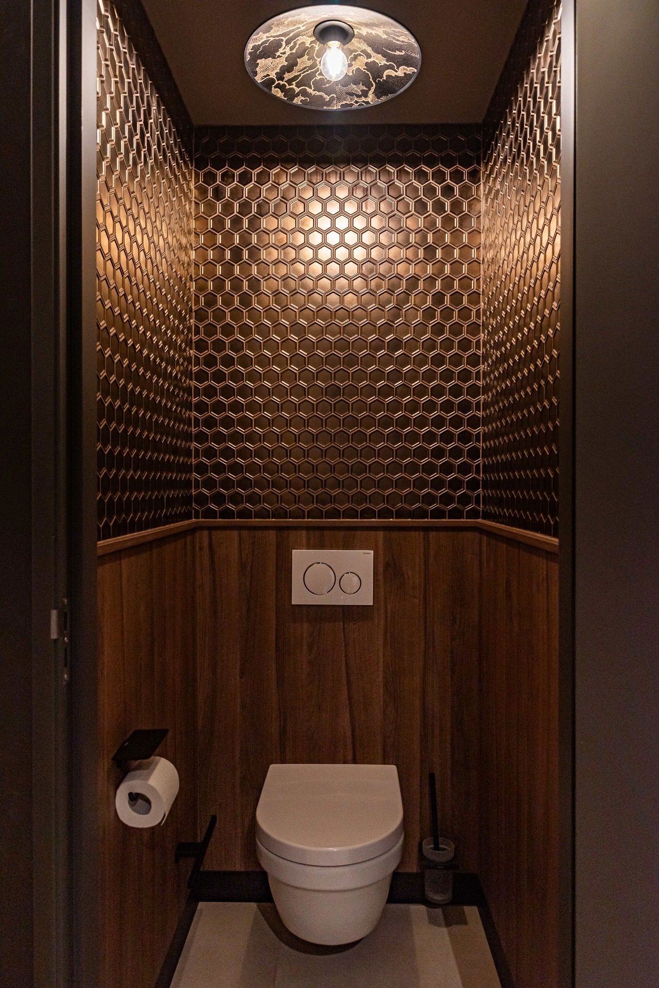 Bronze Metall Porzellan Hexagon Mosaikfliese Bad Wand Plättli