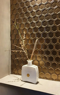 Bronze Metall Porzellan Hexagon Mosaikfliese Rückwandfliese