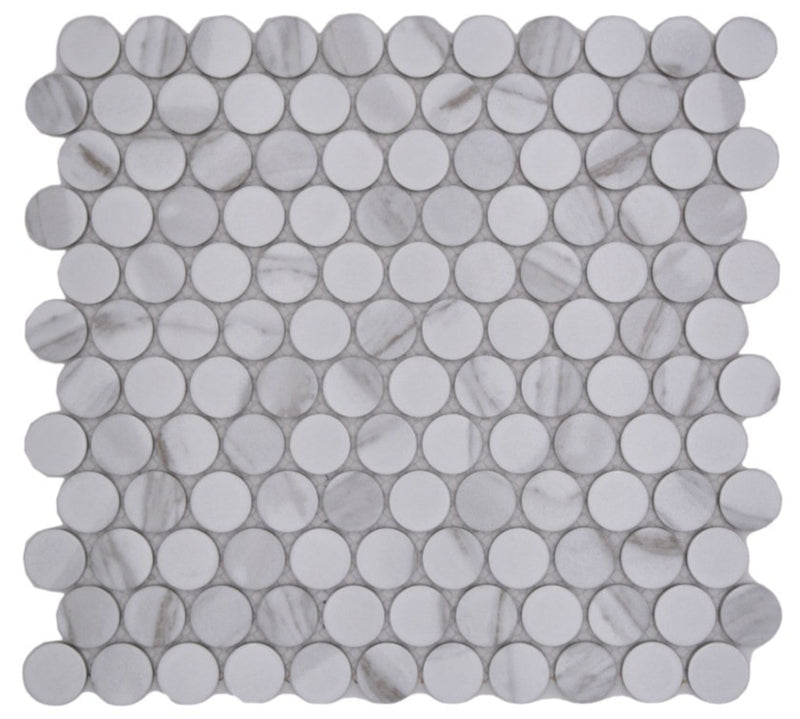 Calacatta Marmor Weiss Grau Knopf Keramik Mosaikfliese