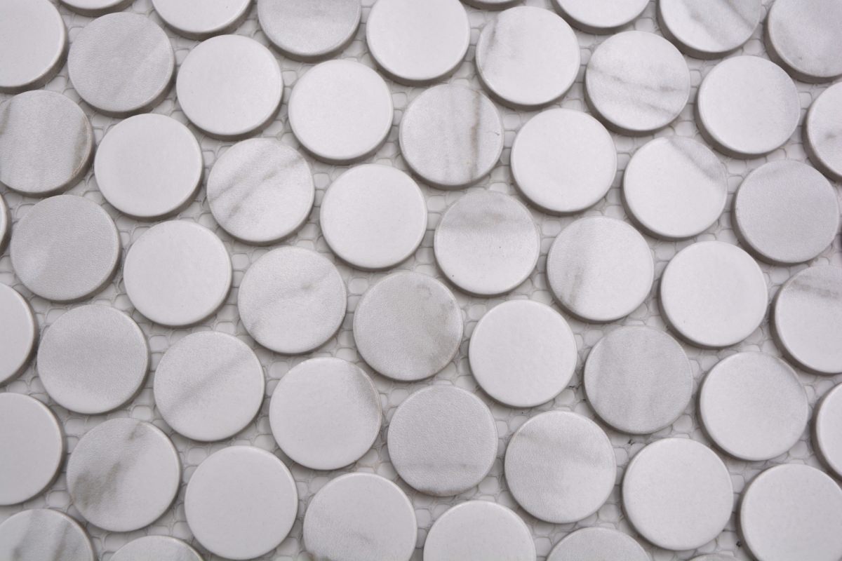 Calacatta Marmor Weiss Grau Knopf Keramik Mosaikfliesen