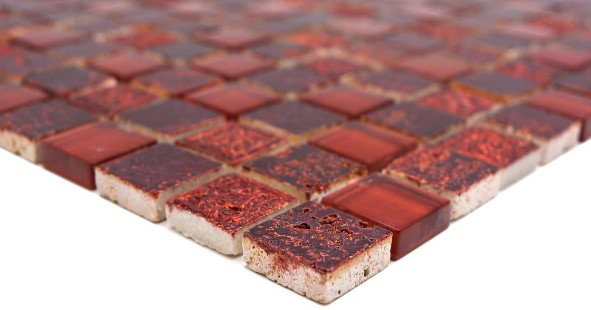 Carmen Rot Mosaikfliese Mix Transluzent Resin Pattern Plättli