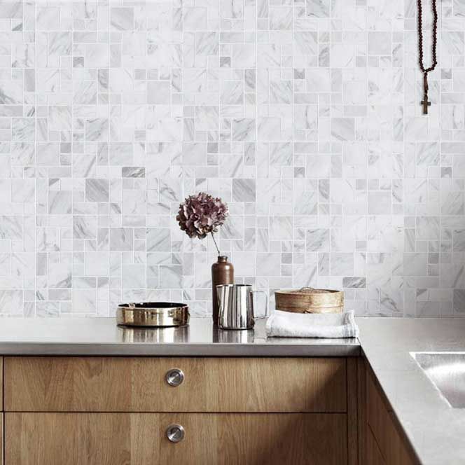 Carrara Weiss Quadrat Mosaik Fliesen
