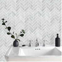 Chevron Grau Weis Marmor Fliesen Mosaik Platten