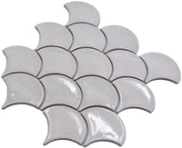 Craquelé Creme Weiss Muschel Mosaikfliese Keramik Glänzend