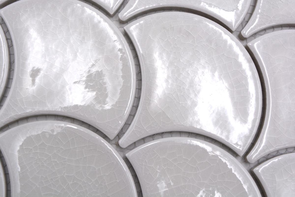 Craquelé Creme Weiss Muschel Mosaikfliese Keramik Platten