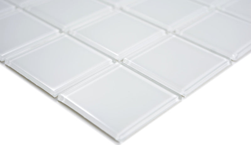 Crystal Arctic Weiss Glas Mosaikfliese 30x30 cm Pool Bad Küche Wand Glänzend Luxus
