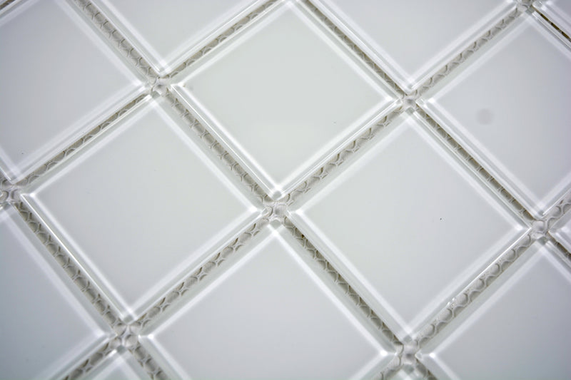 Crystal Arctic Weiss Glas Mosaikfliese 30x30 cm Pool Bad Küche Wand Glänzend Spa