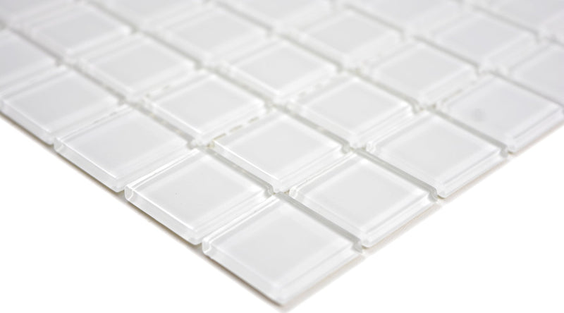 Crystal Arctic Weiss Glas Mosaikfliese 30x30 cm Pool Bad Küche Wand glänzend Aussenbereich