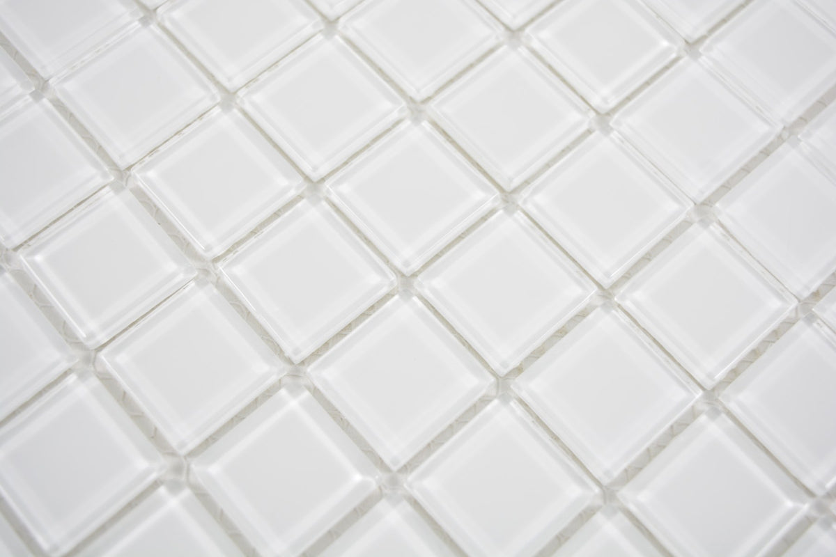 Crystal Arctic Weiss Glas Mosaikfliese 30x30 cm Pool Bad Küche Wand glänzend Plättli