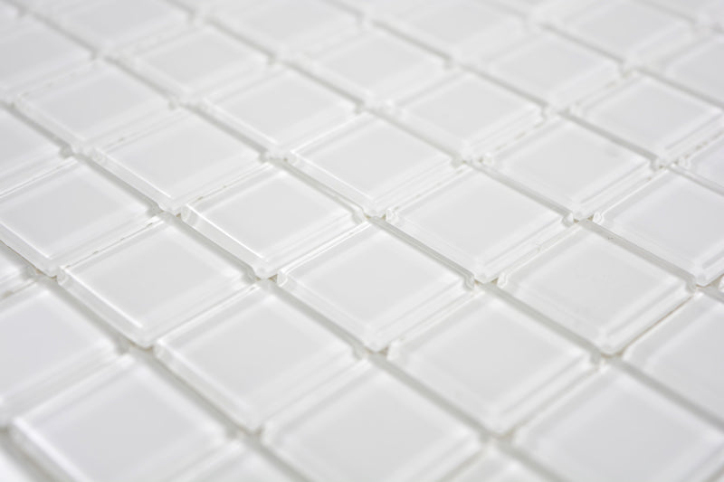 Crystal Arctic Weiss Glas Mosaikfliese 30x30 cm Pool Bad Küche Wand glänzend Premium