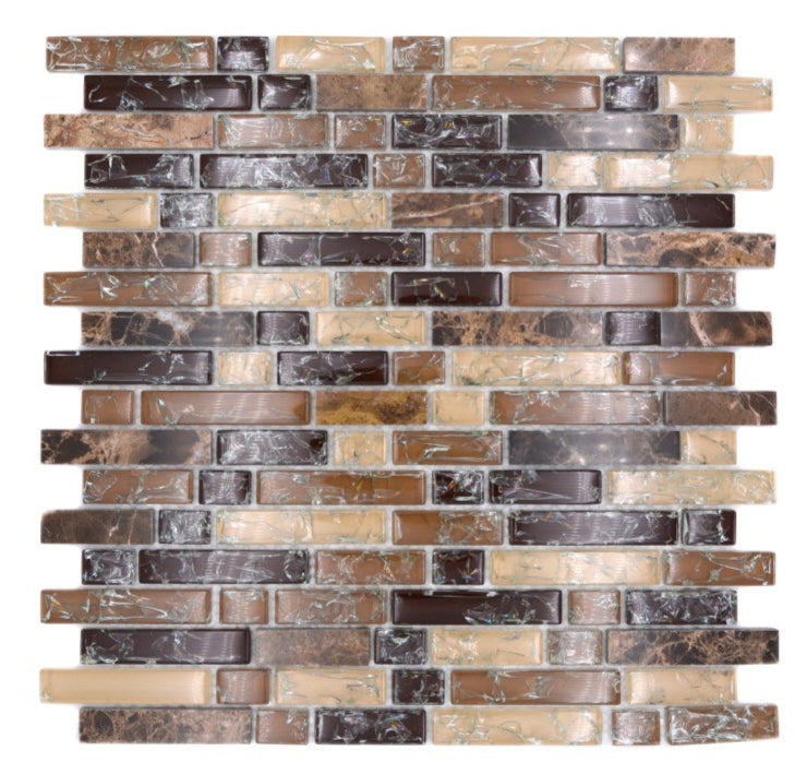 Crystal Braun Mauerverbandoptik Mosaikfliese