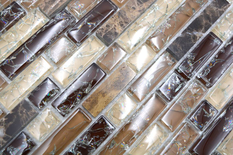 Crystal Braun Mauerverbandoptik Mosaikfliesen