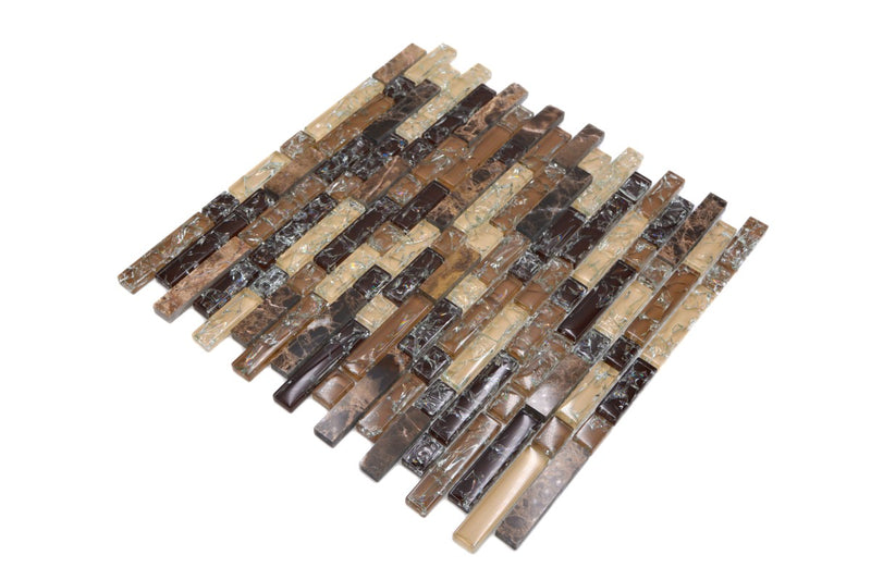 Crystal Braun Mauerverbandoptik Mosaikfliese - Plättli Online Kaufen