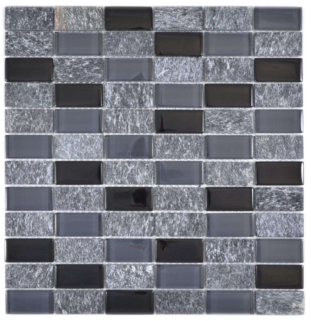 Crystal Grau Schwarz Marmor Naturstein Mosaikfliese