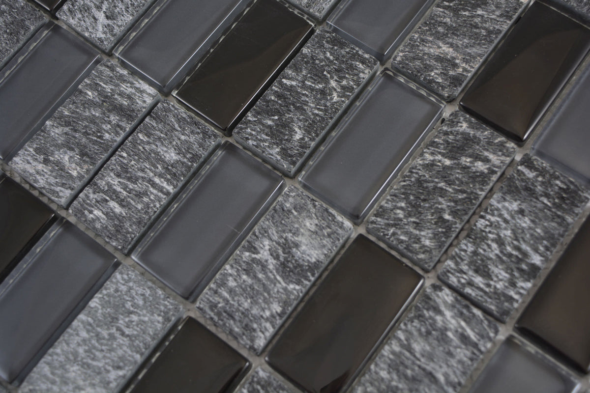 Crystal Grau Schwarz Marmor Mosaikfliese Wand Fliesen