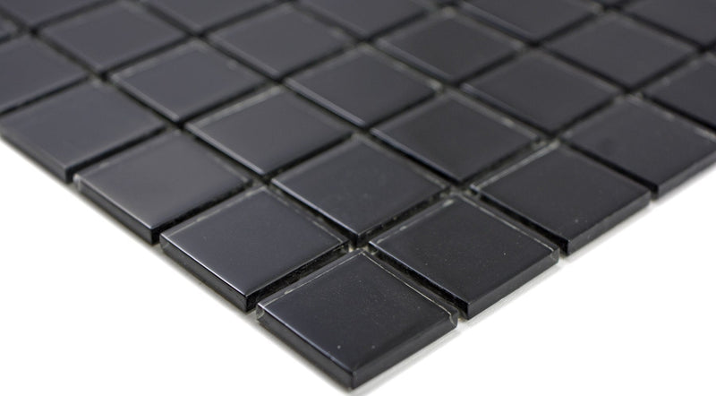 Crystal Schwarz Onyx Glas Mosaikfliese Glänzend