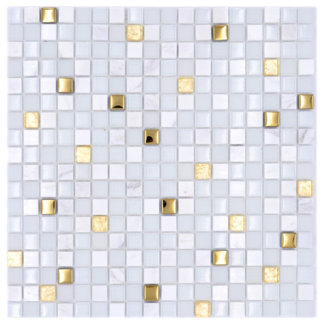 Crystal Weiss Gold Mix Mosaikfliese