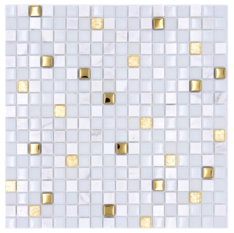 Crystal Weiss Gold Mix Mosaikfliese